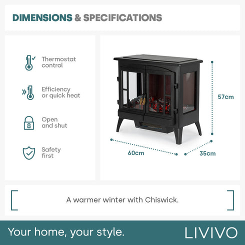 Chiswick Electric Fireplace - Black